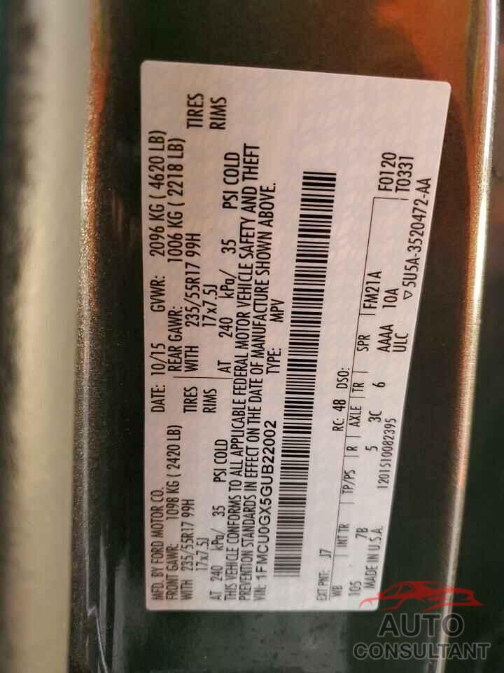 FORD ESCAPE 2016 - 1FMCU0GX5GUB22002