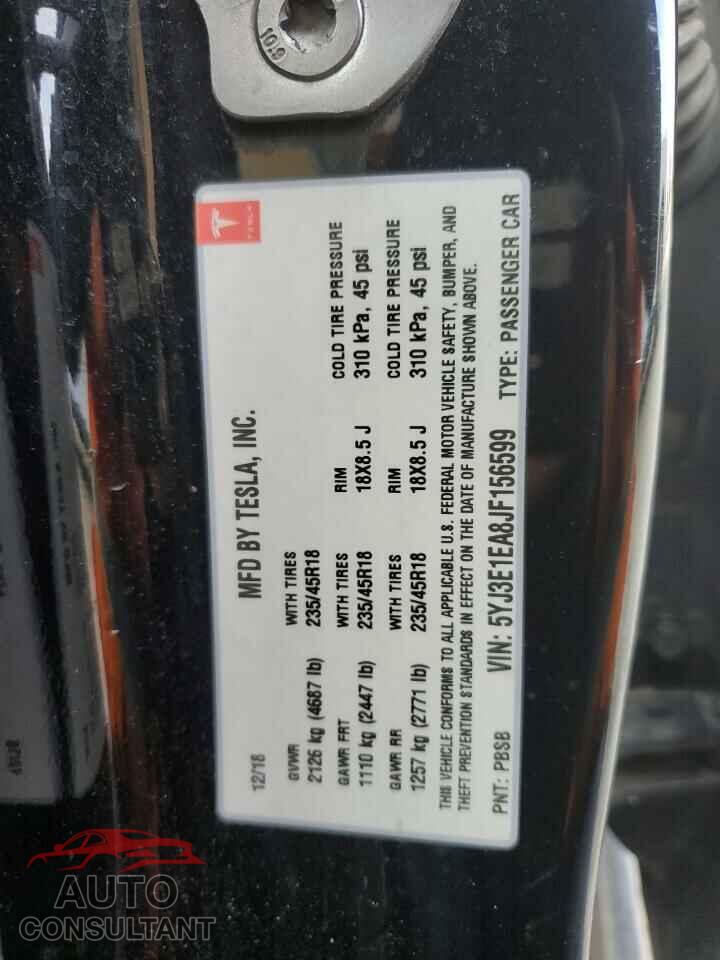 TESLA MODEL 3 2018 - 5YJ3E1EA8JF156599