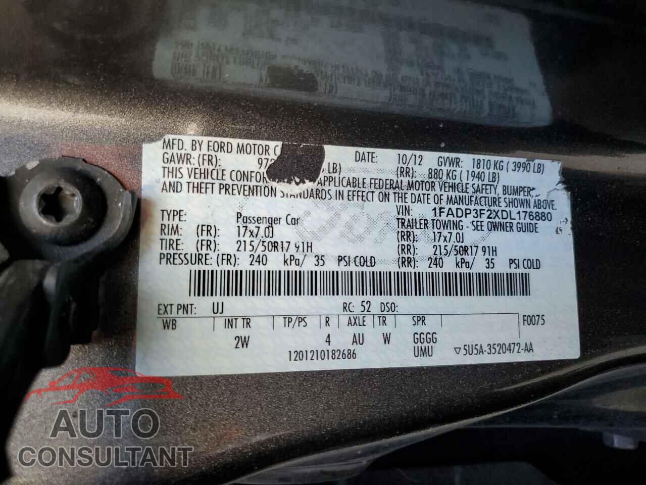 FORD FOCUS 2013 - 1FADP3F2XDL176880
