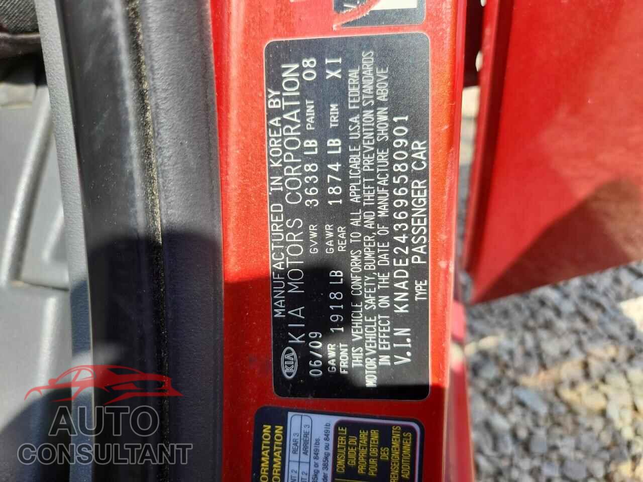 KIA RIO 2009 - KNADE243696580901