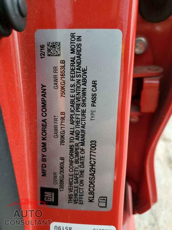 CHEVROLET SPARK 2017 - KL8CD6SA2HC777003