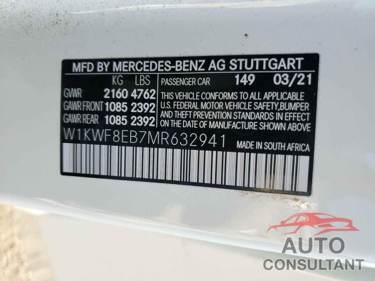 MERCEDES-BENZ C-CLASS 2021 - W1KWF8EB7MR632941