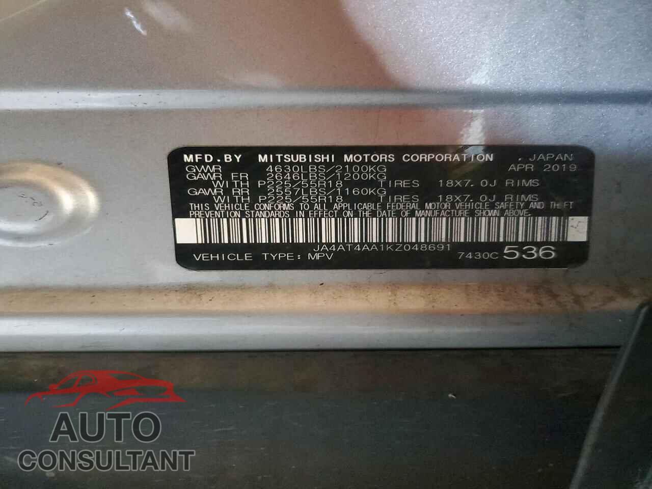MITSUBISHI ECLIPSE 2019 - JA4AT4AA1KZ048691