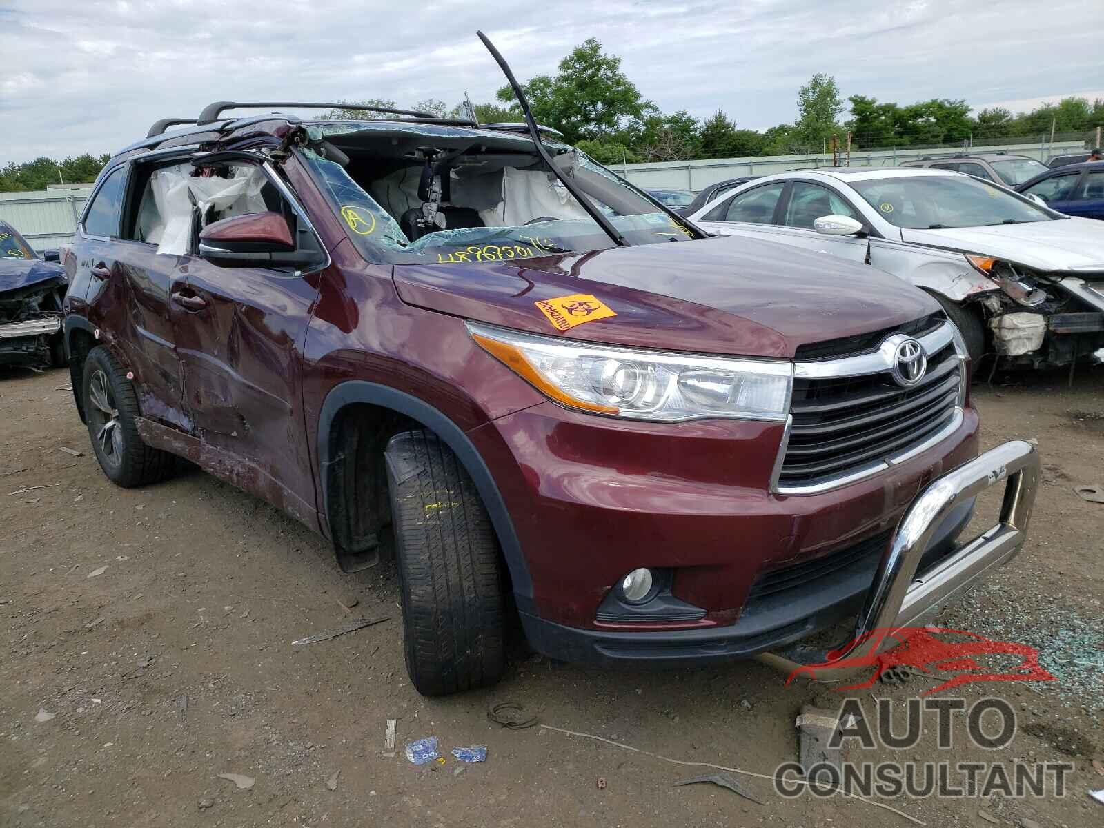 TOYOTA HIGHLANDER 2016 - 5TDJKRFH6GS336999