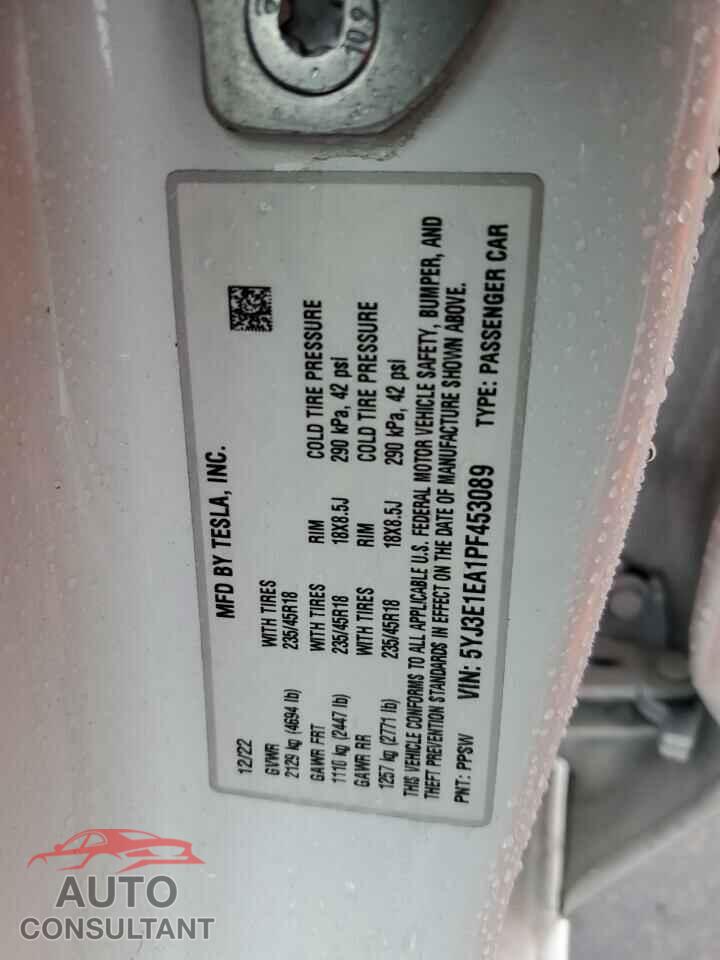 TESLA MODEL 3 2023 - 5YJ3E1EA1PF453089