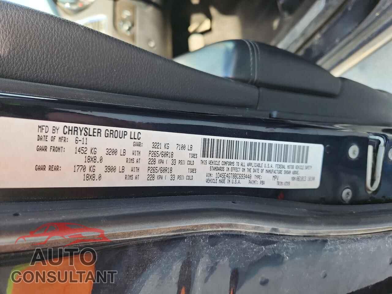 DODGE DURANGO 2011 - 1D4SE4GT8BC693440