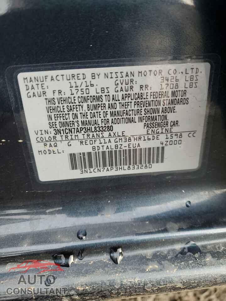 NISSAN VERSA 2017 - 3N1CN7AP3HL833280