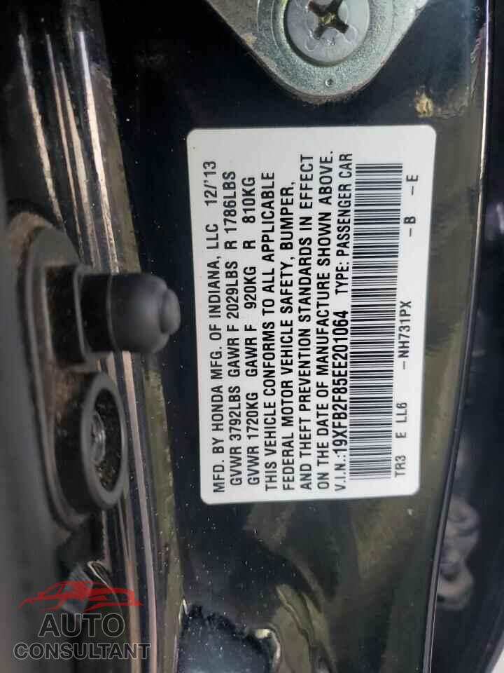 HONDA CIVIC 2014 - 19XFB2F85EE201064