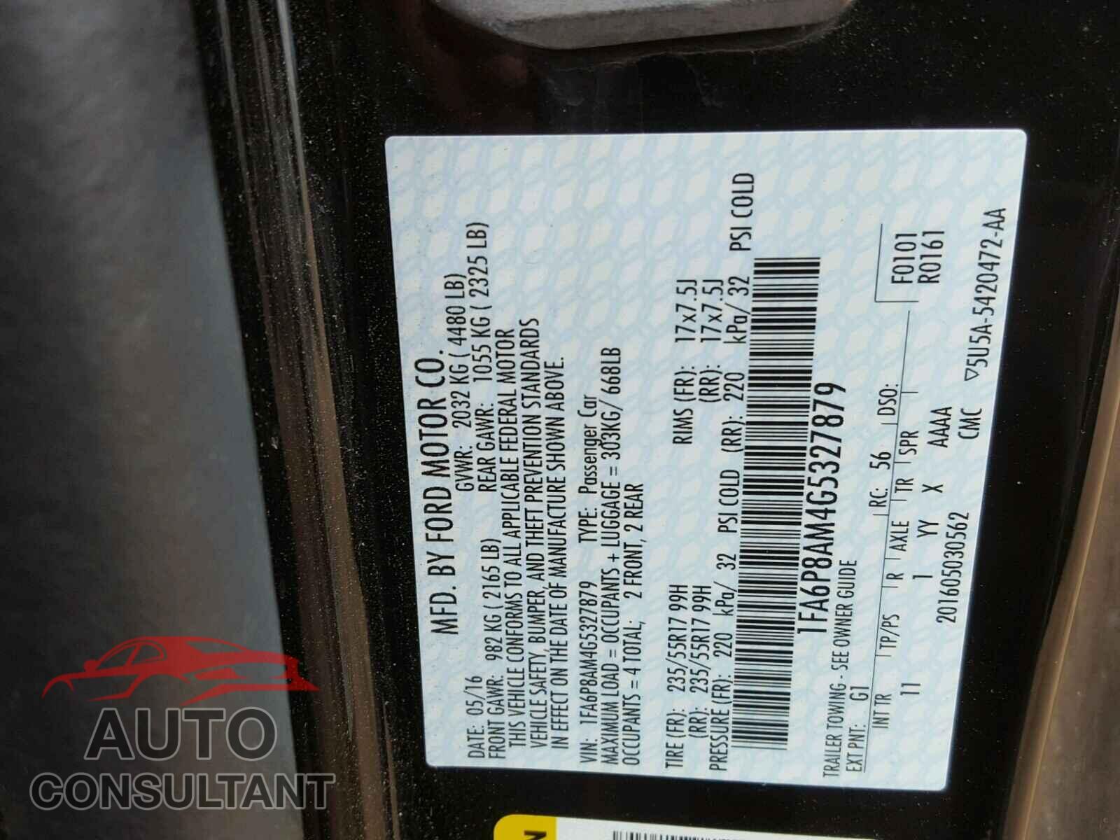 FORD MUSTANG 2016 - 1FA6P8AM4G5327879