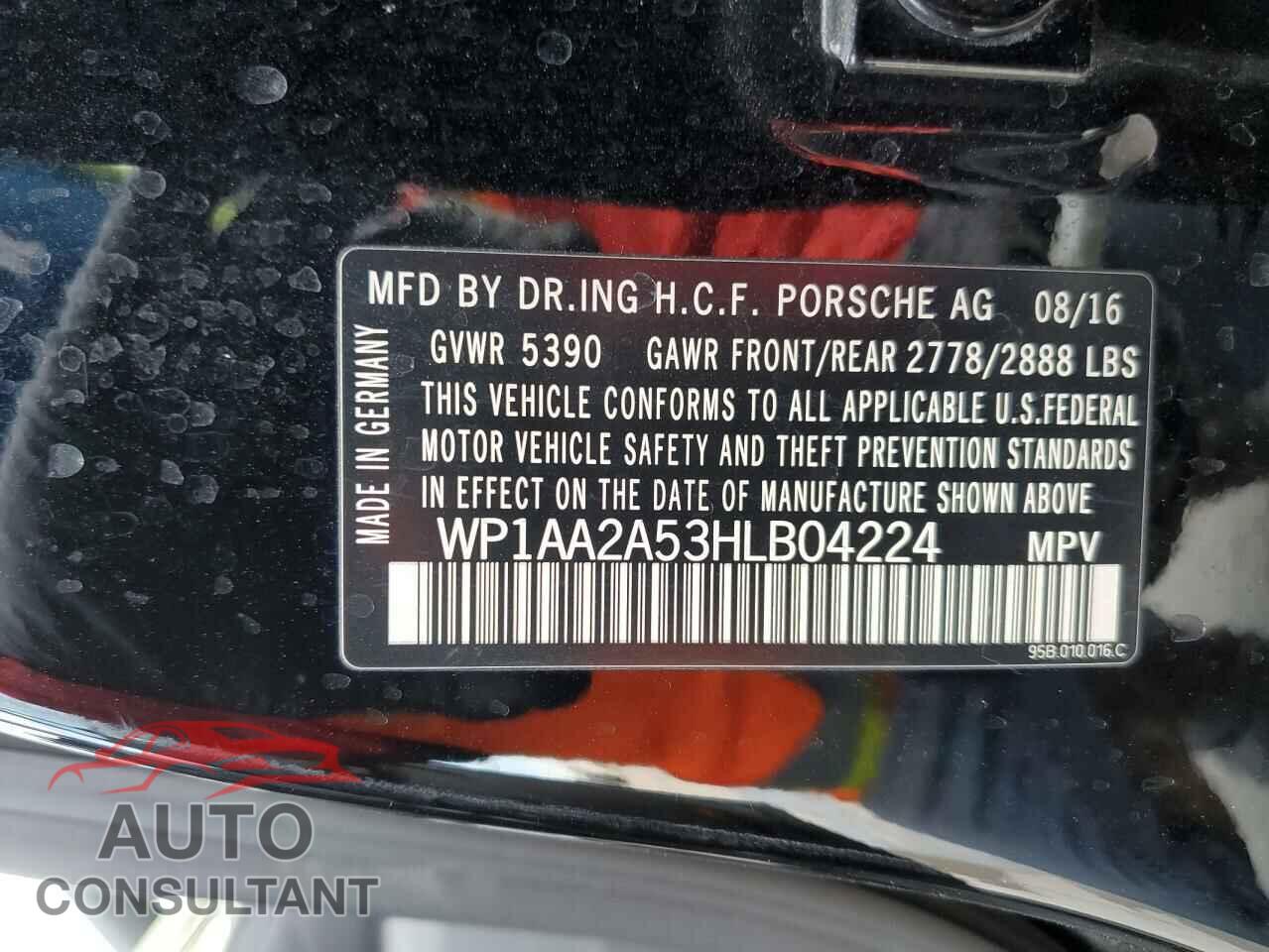 PORSCHE MACAN 2017 - WP1AA2A53HLB04224