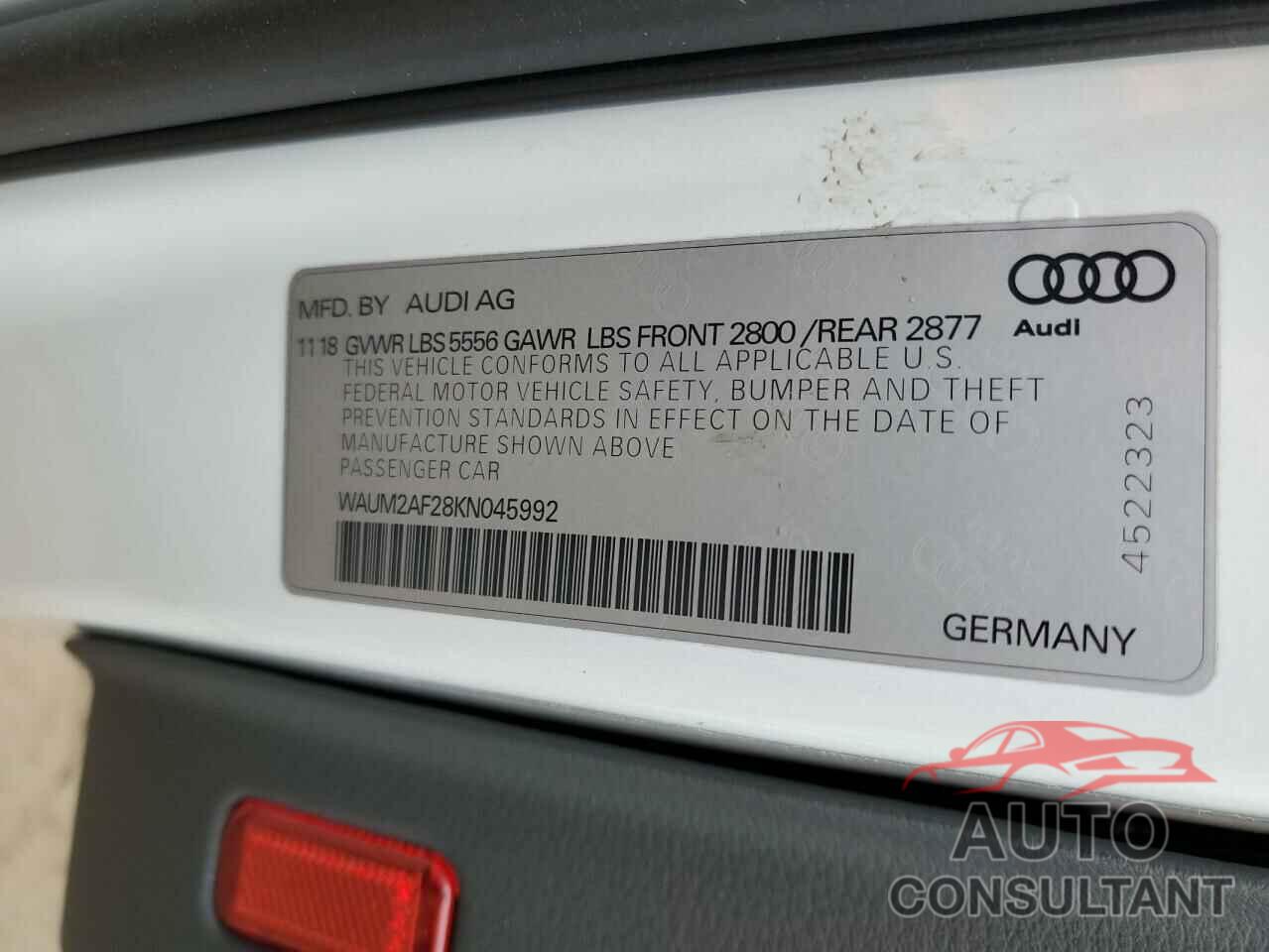 AUDI A6 2019 - WAUM2AF28KN045992