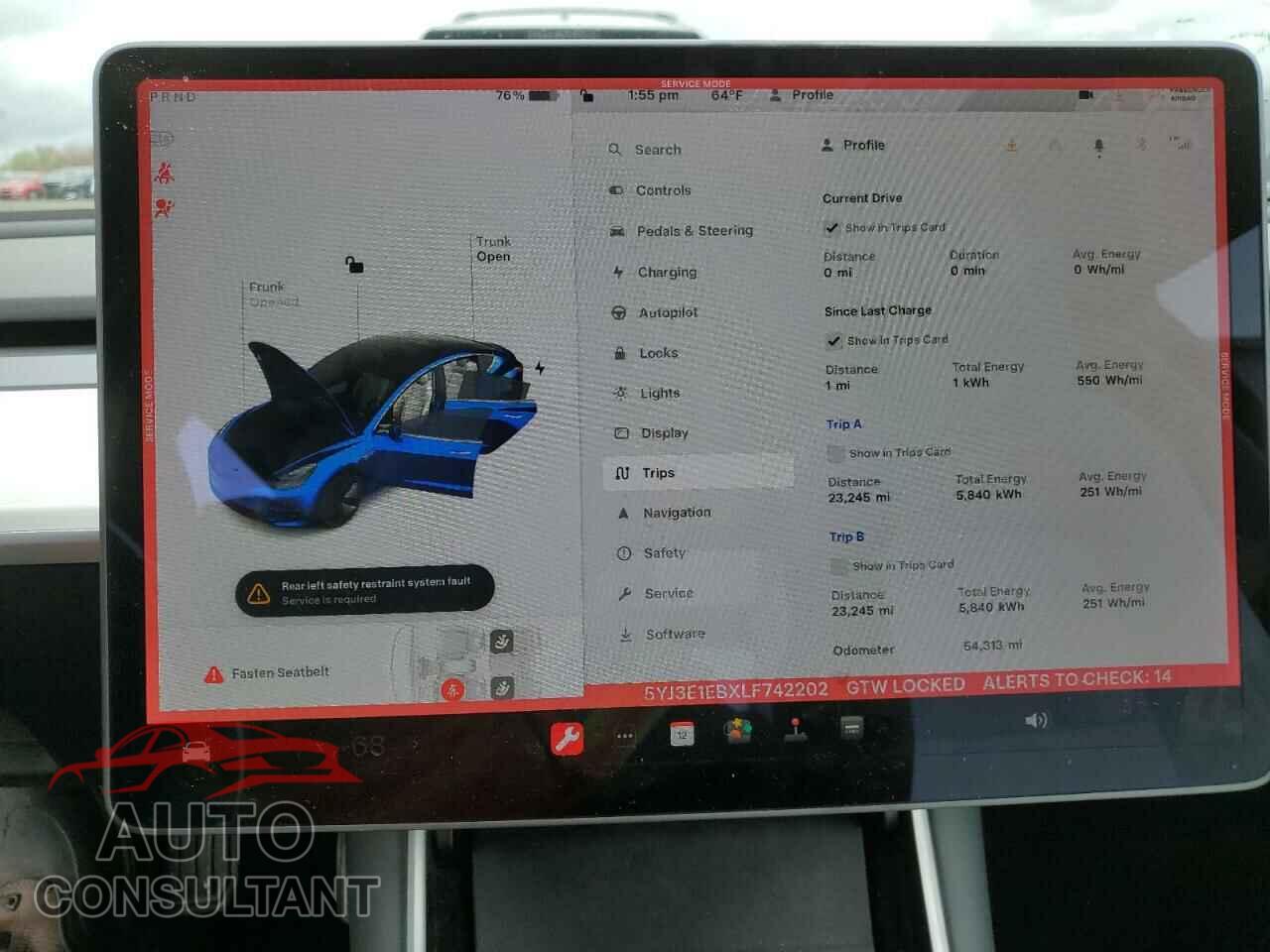 TESLA MODEL 3 2020 - 5YJ3E1EBXLF742202