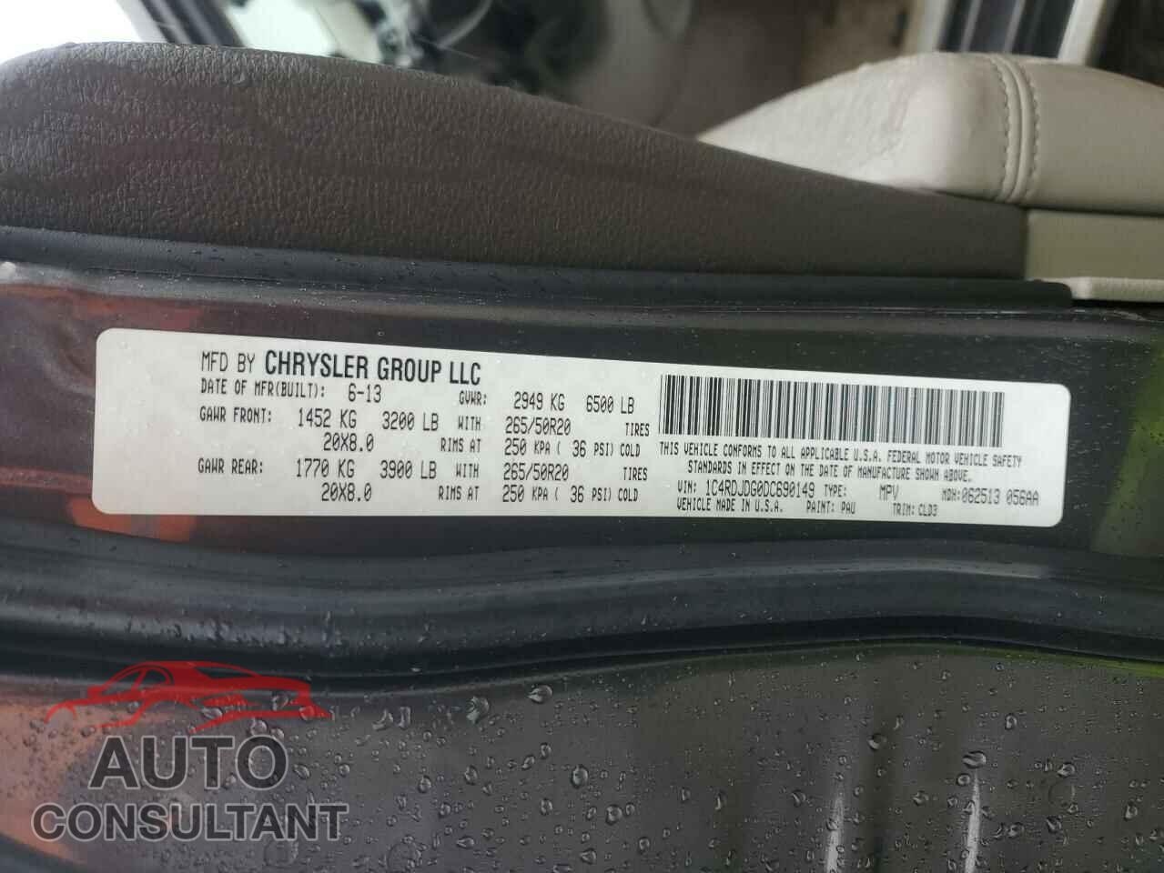 DODGE DURANGO 2013 - 1C4RDJDG0DC690149