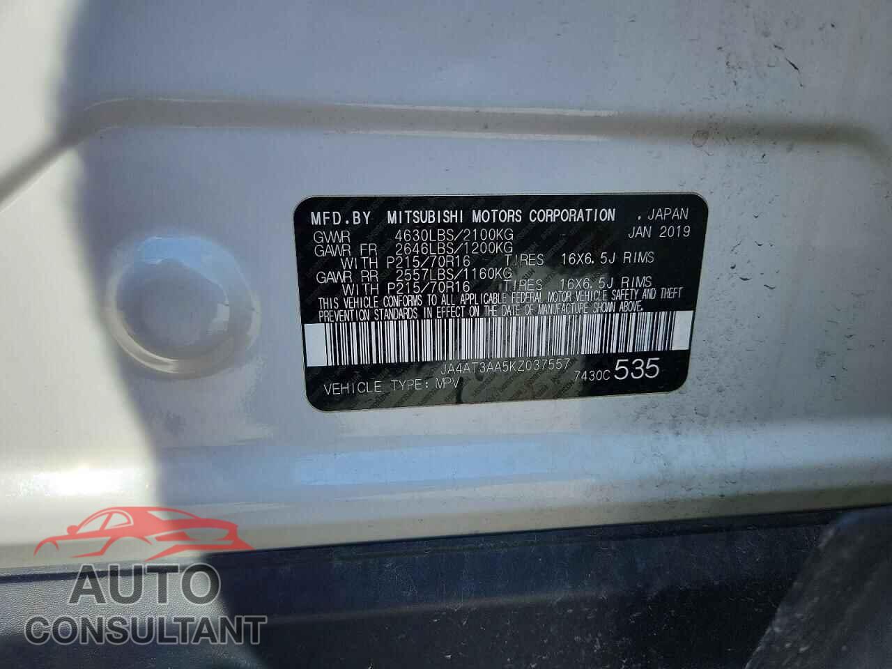 MITSUBISHI ECLIPSE 2019 - JA4AT3AA5KZ037557
