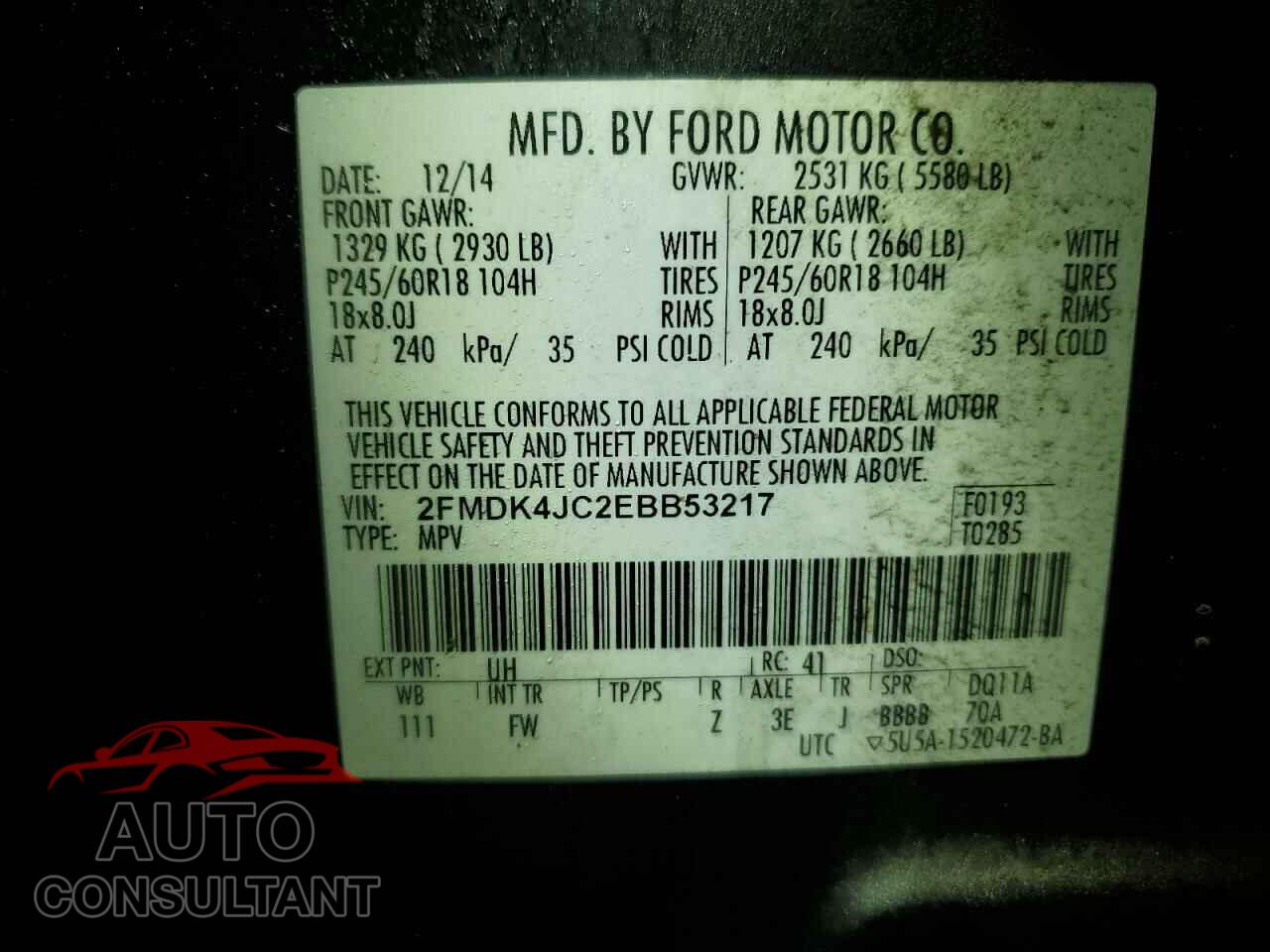 FORD EDGE 2014 - 2FMDK4JC2EBB53217