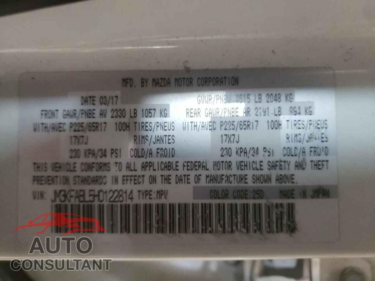 MAZDA CX-5 2017 - JM3KFABL5H0122814