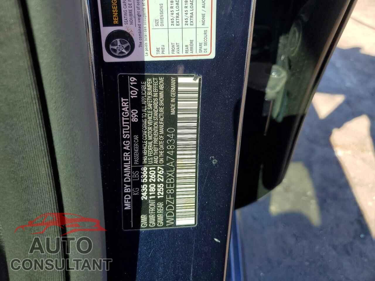 MERCEDES-BENZ E-CLASS 2020 - WDDZF8EBXLA748340