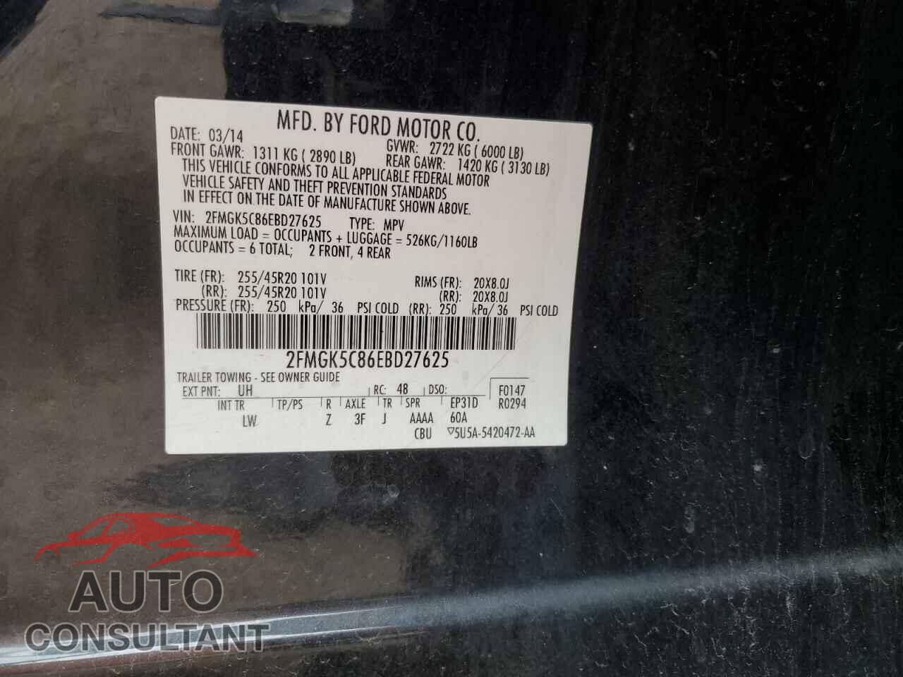 FORD FLEX 2014 - 2FMGK5C86EBD27625
