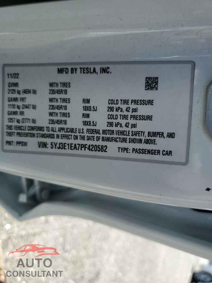 TESLA MODEL 3 2023 - 5YJ3E1EA7PF420582