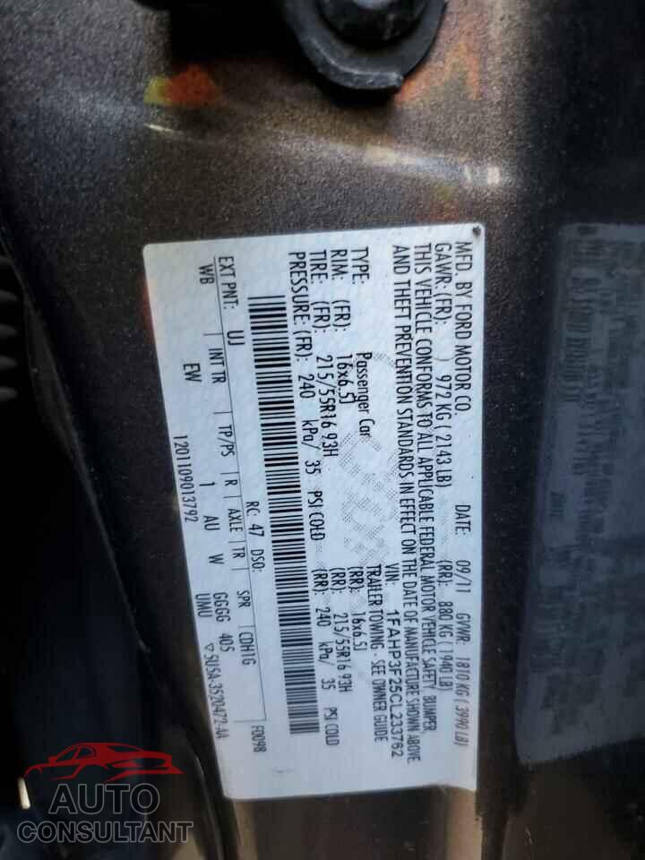 FORD FOCUS 2012 - 1FAHP3F25CL233762