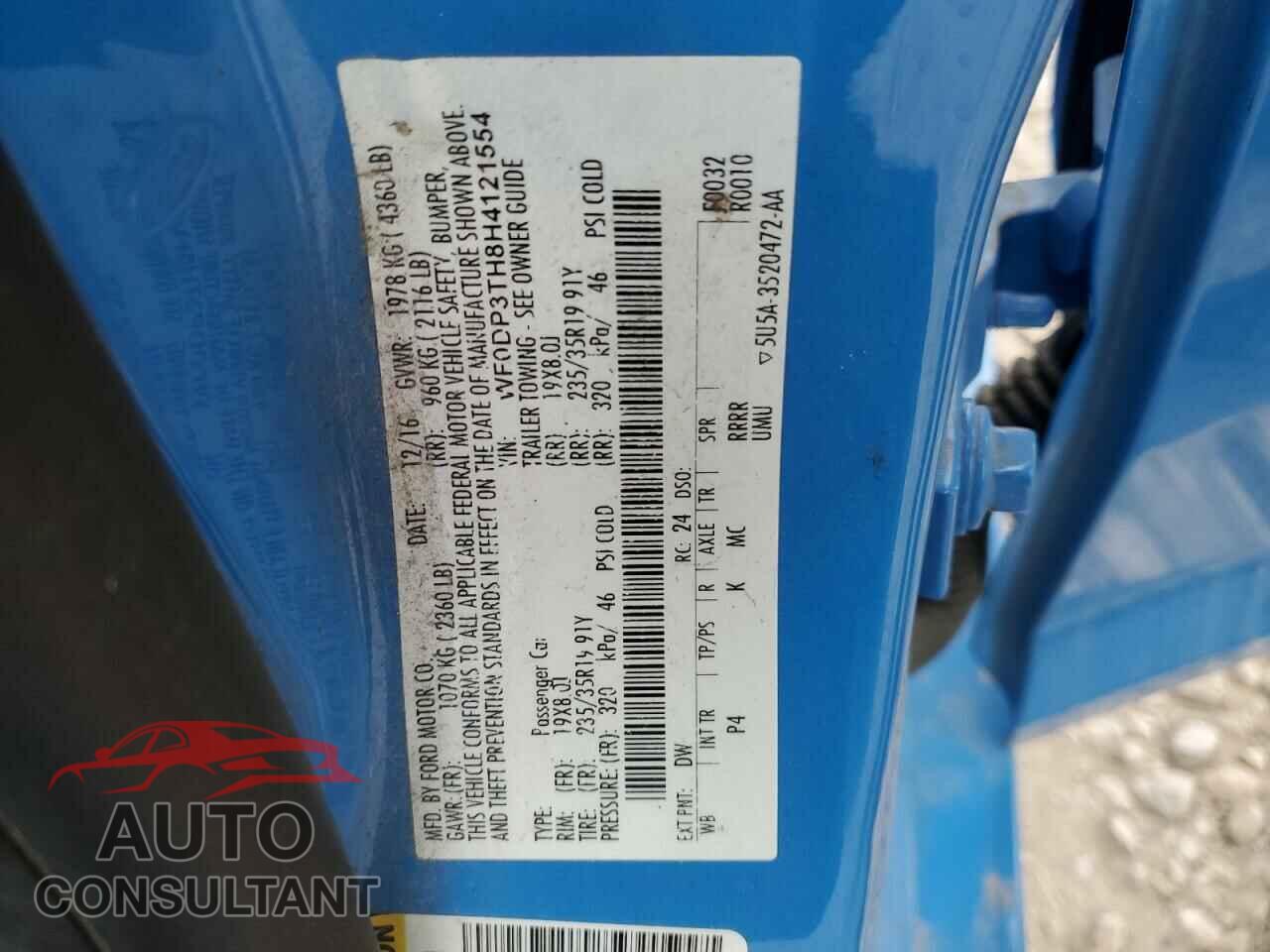 FORD FOCUS 2017 - WF0DP3TH8H4121554