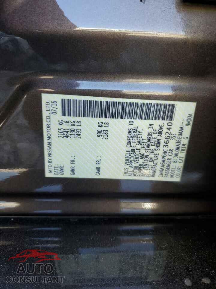 NISSAN MAXIMA 2017 - 1N4AA6AP6HC366240