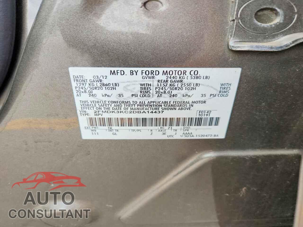 FORD EDGE 2013 - 2FMDK3KC2DBA14437
