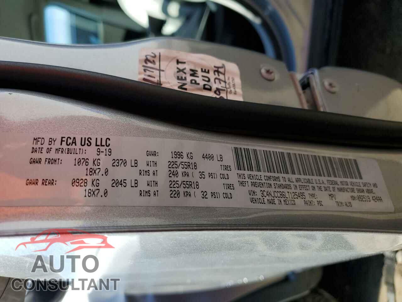JEEP COMPASS 2020 - 3C4NJCCB6LT125495