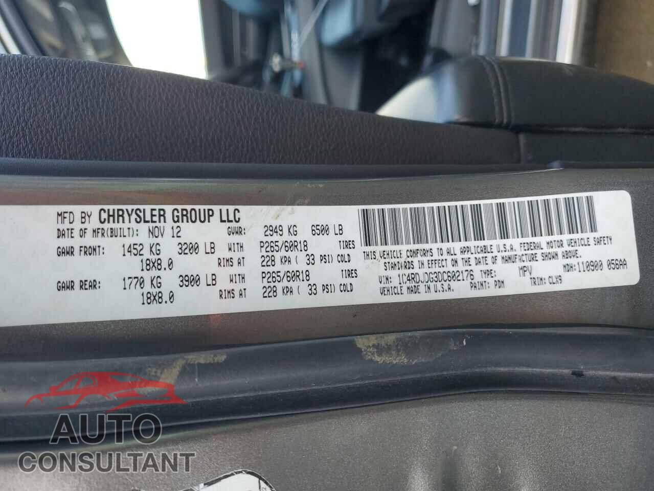 DODGE DURANGO 2013 - 1C4RDJDG3DC602176