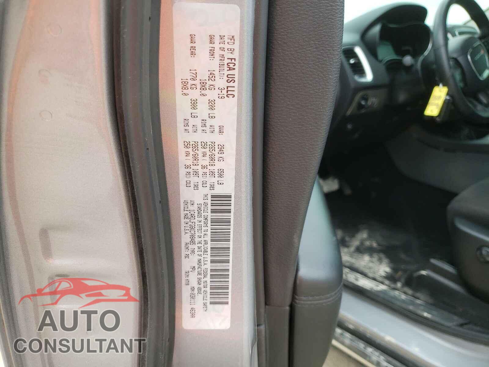 DODGE DURANGO 2019 - 1C4RDJFG6KC708485