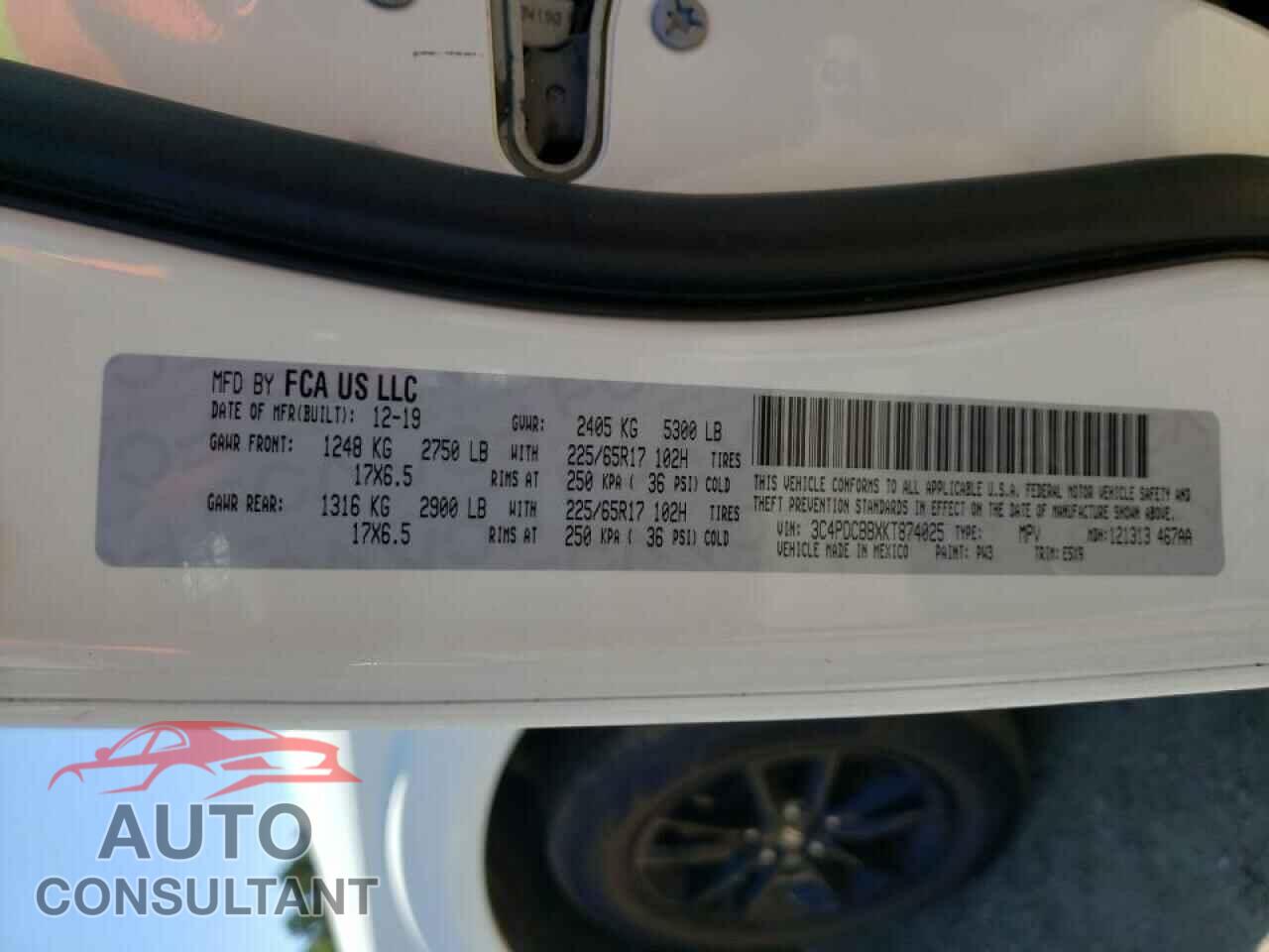 DODGE JOURNEY 2019 - 3C4PDCBBXKT874025