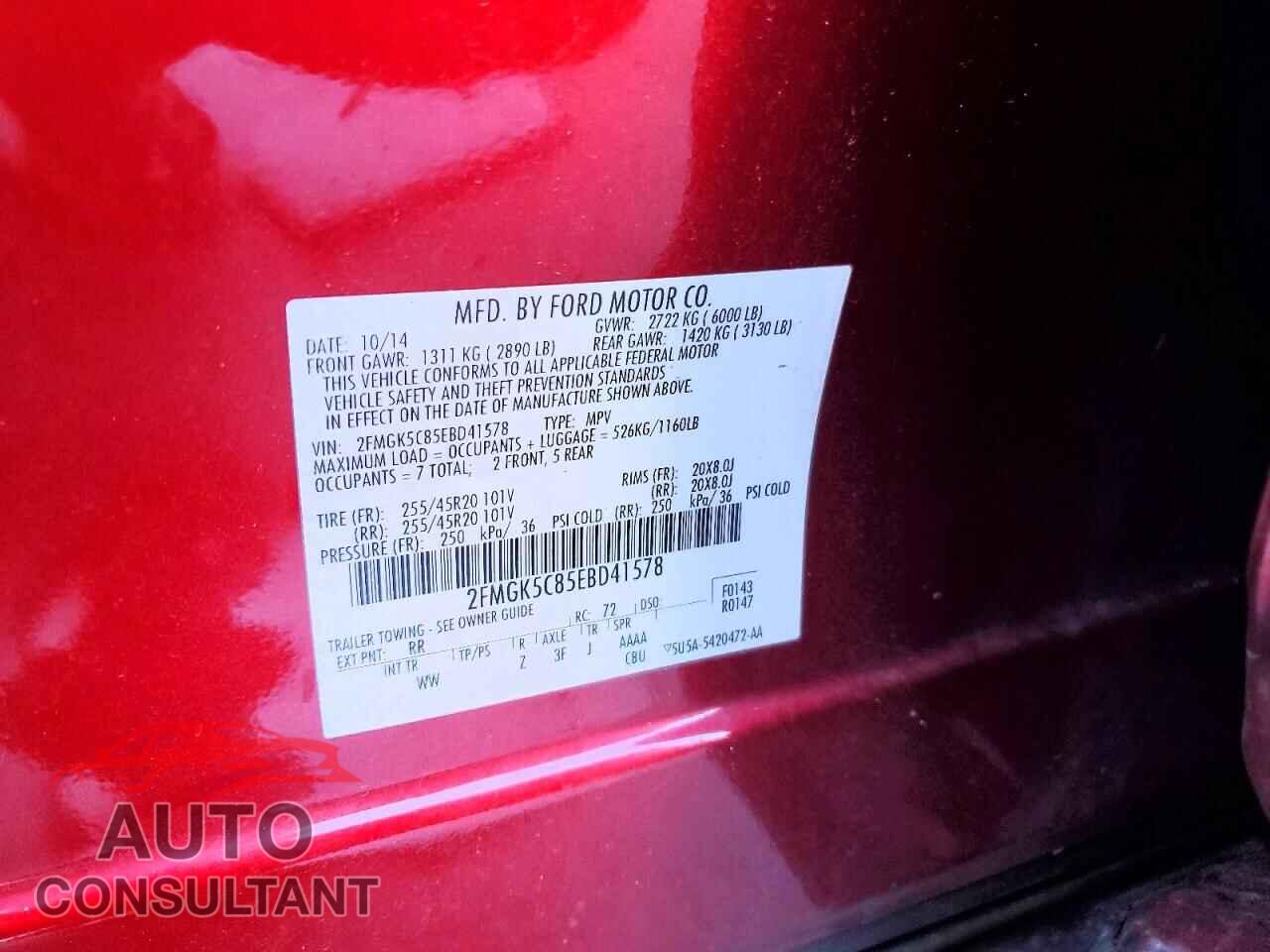 FORD FLEX 2014 - 2FMGK5C85EBD41578