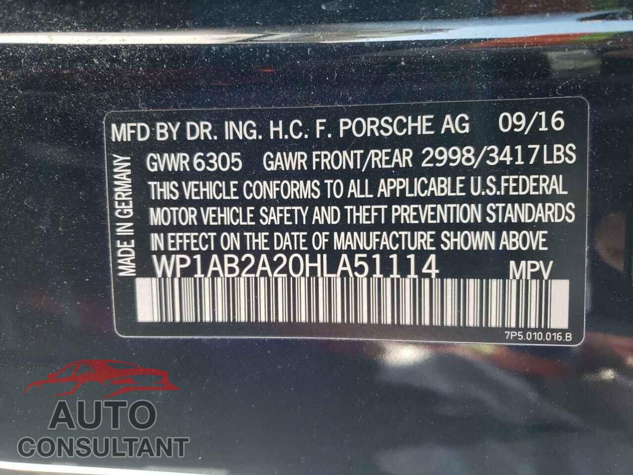 PORSCHE CAYENNE 2017 - WP1AB2A20HLA51114