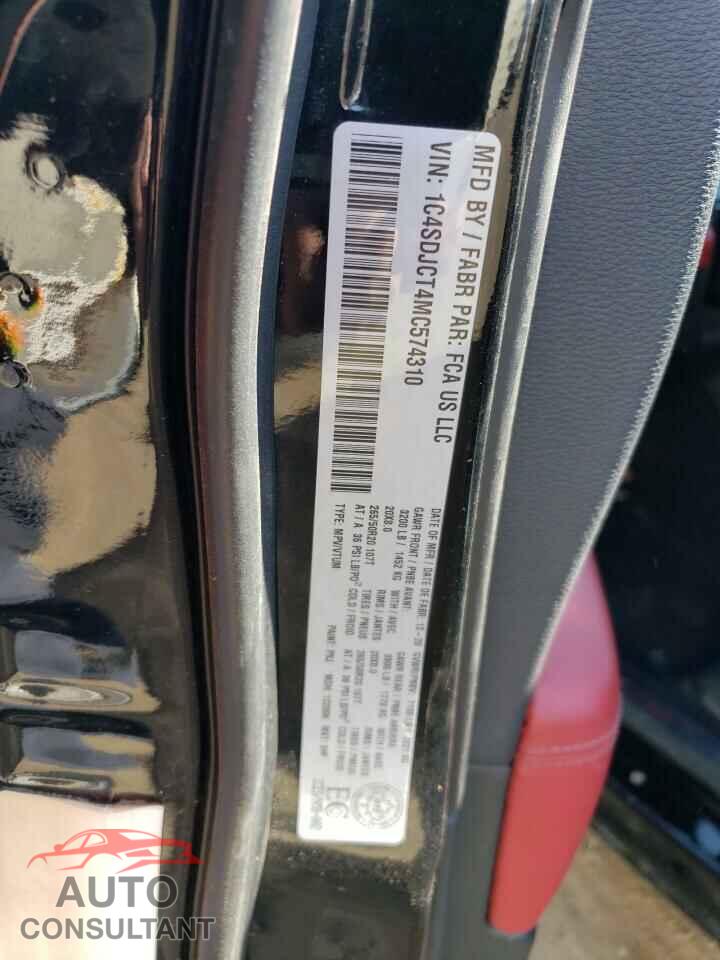 DODGE DURANGO 2021 - 1C4SDJCT4MC574310