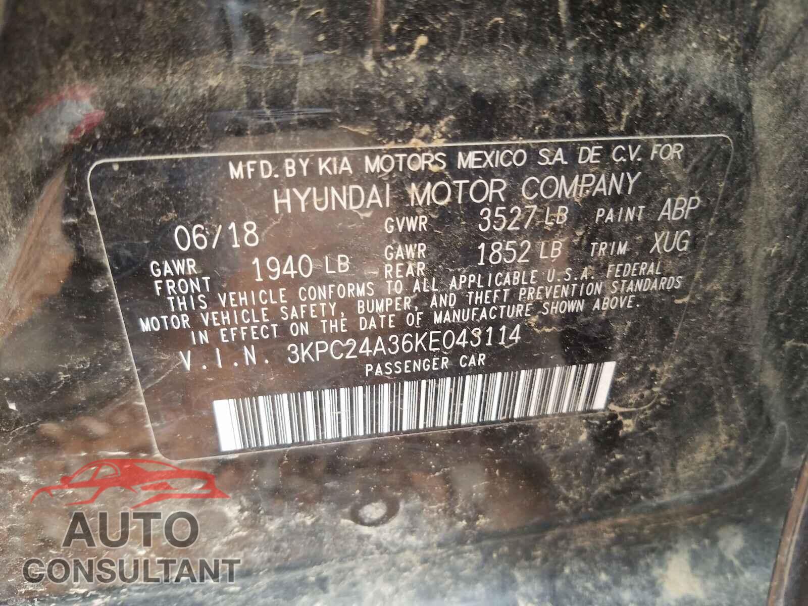 HYUNDAI ACCENT 2019 - 3KPC24A36KE043114