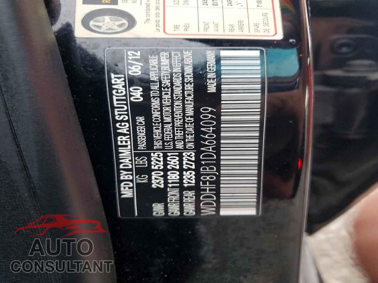 MERCEDES-BENZ E-CLASS 2013 - WDDHF8JB1DA664099