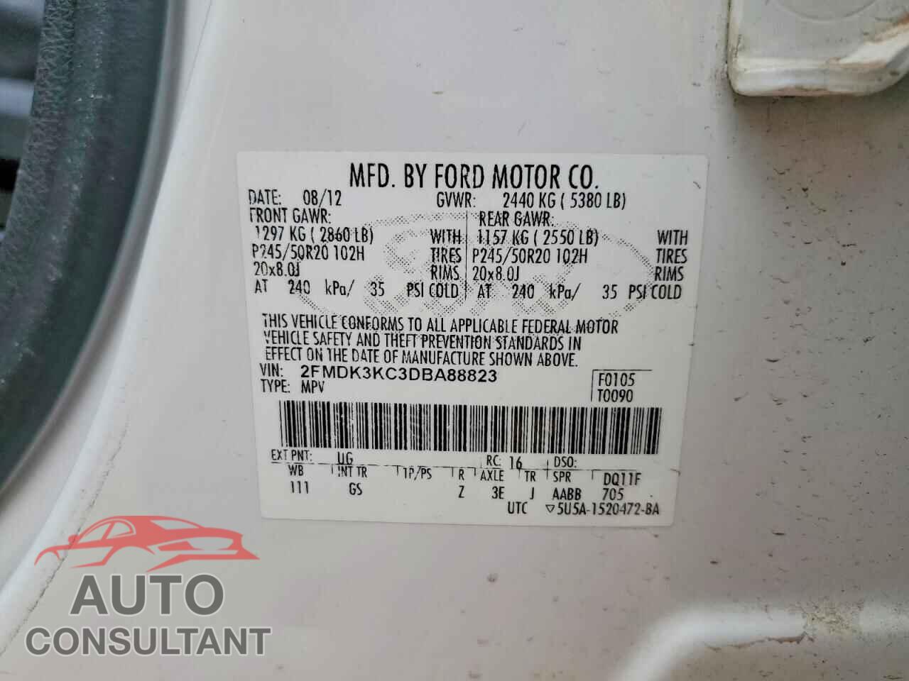 FORD EDGE 2013 - 2FMDK3KC3DBA88823