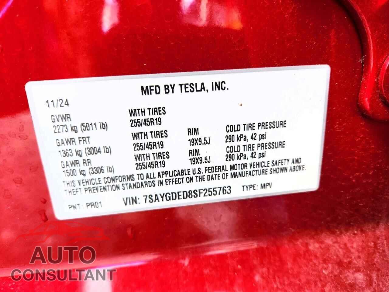 TESLA MODEL Y 2025 - 7SAYGDED8SF255763