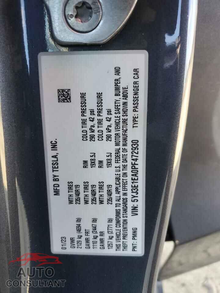 TESLA MODEL 3 2023 - 5YJ3E1EA0PF472930