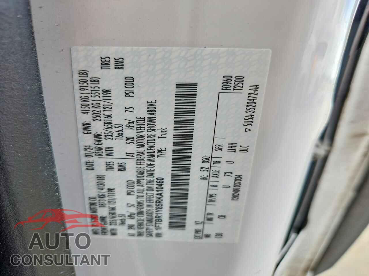 FORD TRANSIT 2024 - 1FTBR1Y85RKA10460