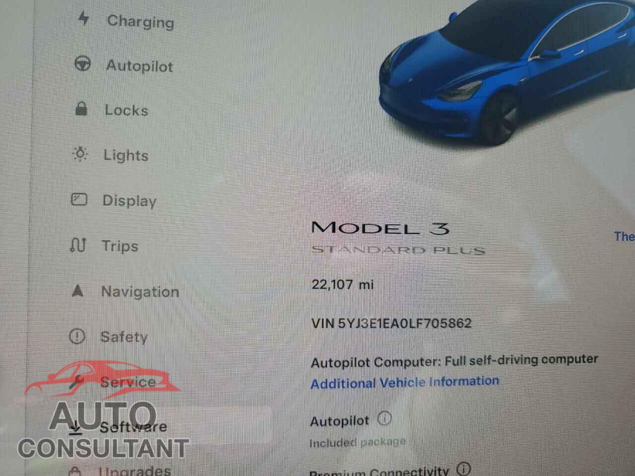 TESLA MODEL 3 2020 - 5YJ3E1EA0LF705862