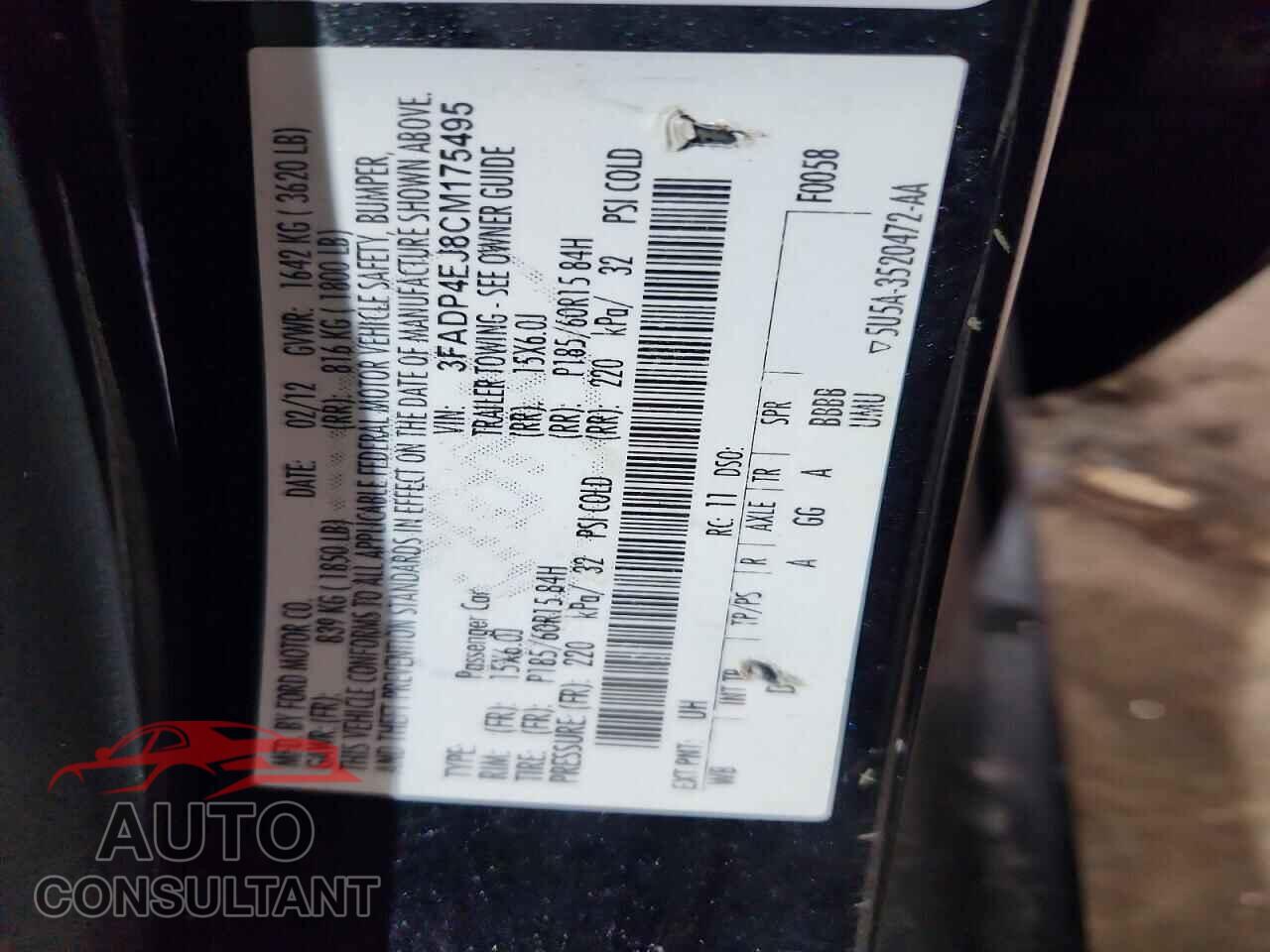 FORD FIESTA 2012 - 3FADP4EJ8CM175495