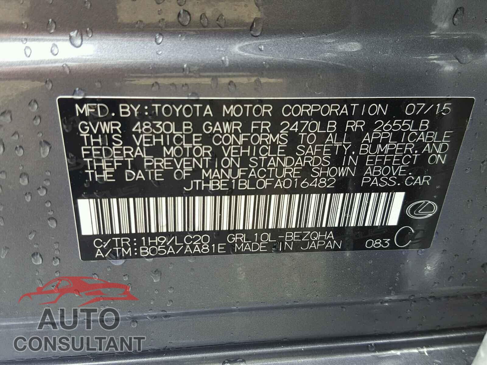 LEXUS GS350 2015 - JTHBE1BL0FA016482