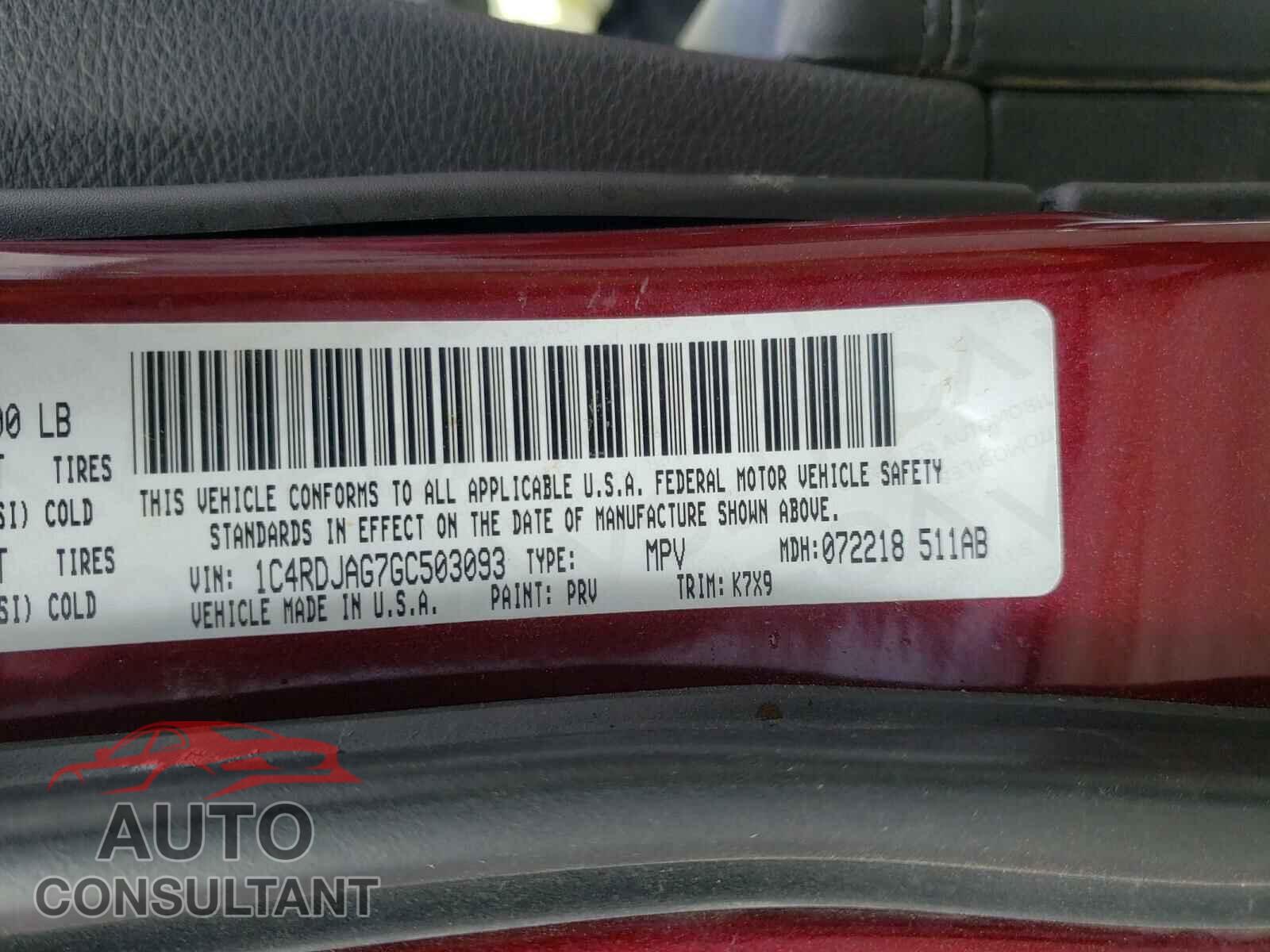 DODGE DURANGO 2016 - 1C4RDJAG7GC503093