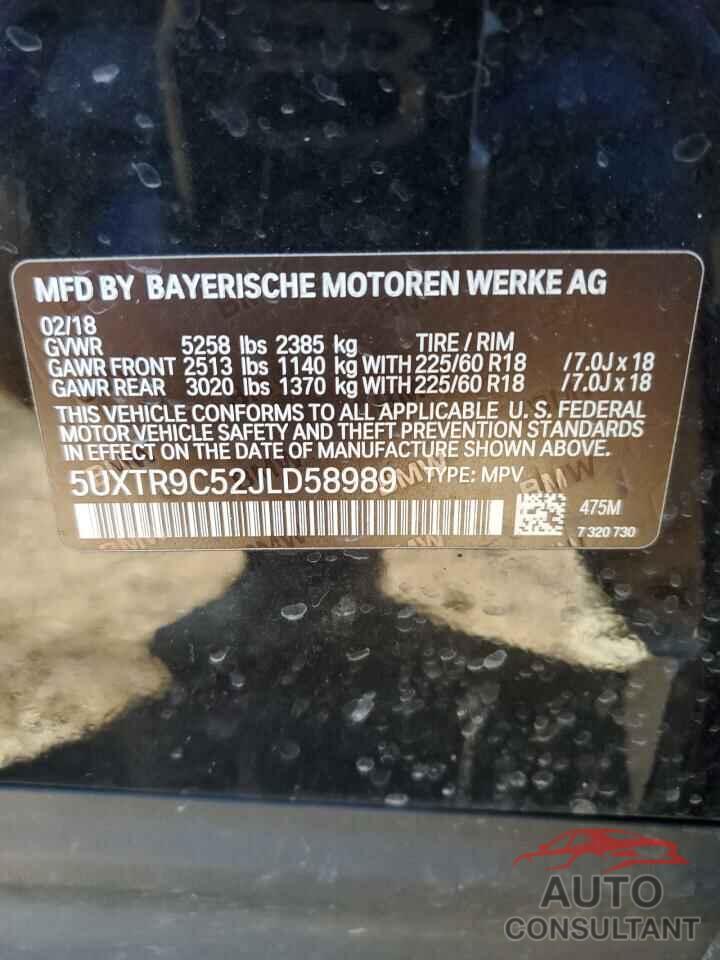 BMW X3 2018 - 5UXTR9C52JLD58989