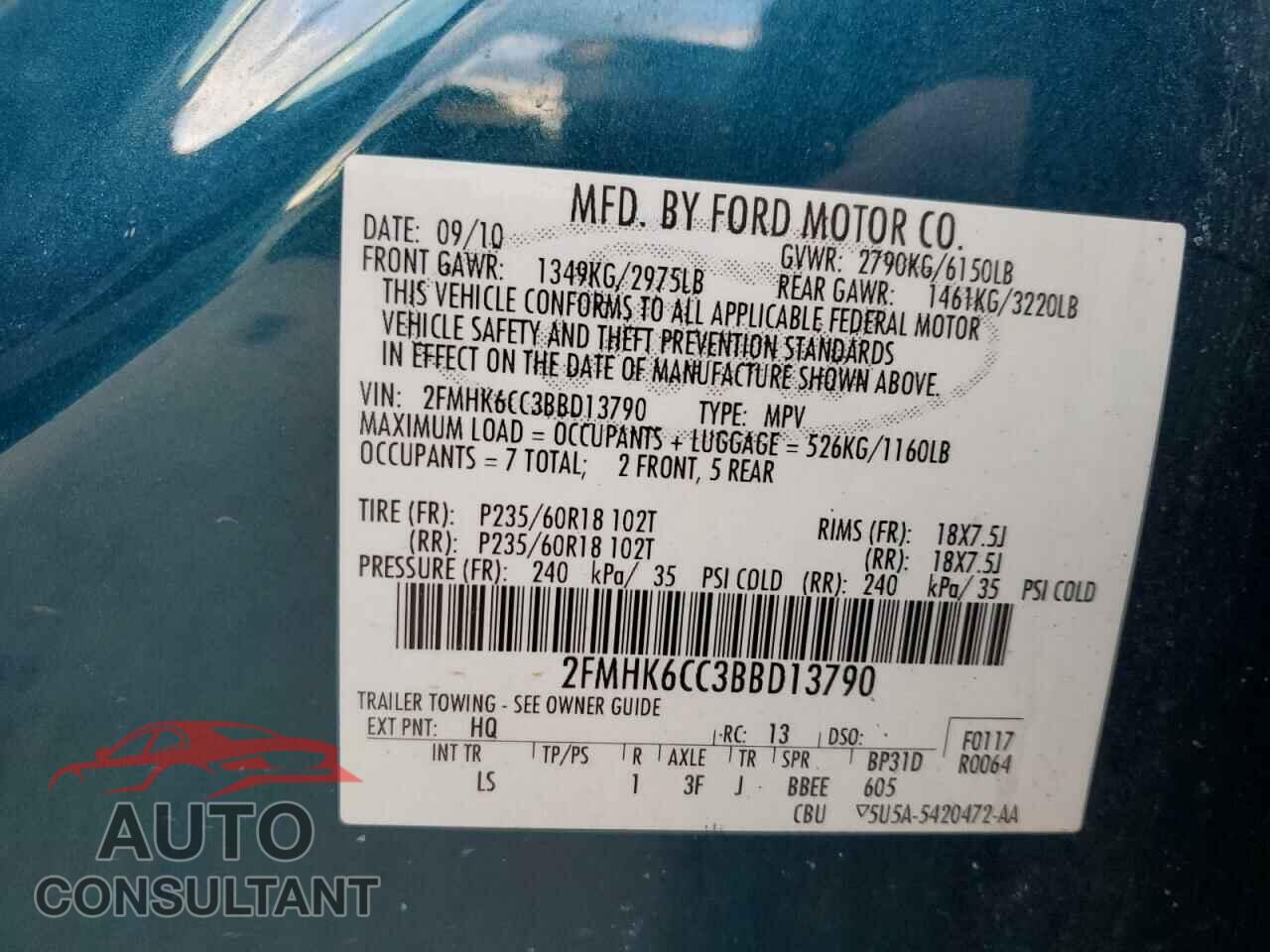 FORD FLEX 2011 - 2FMHK6CC3BBD13790