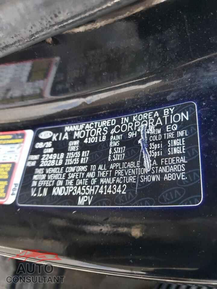 KIA SOUL 2017 - KNDJP3A55H7414342