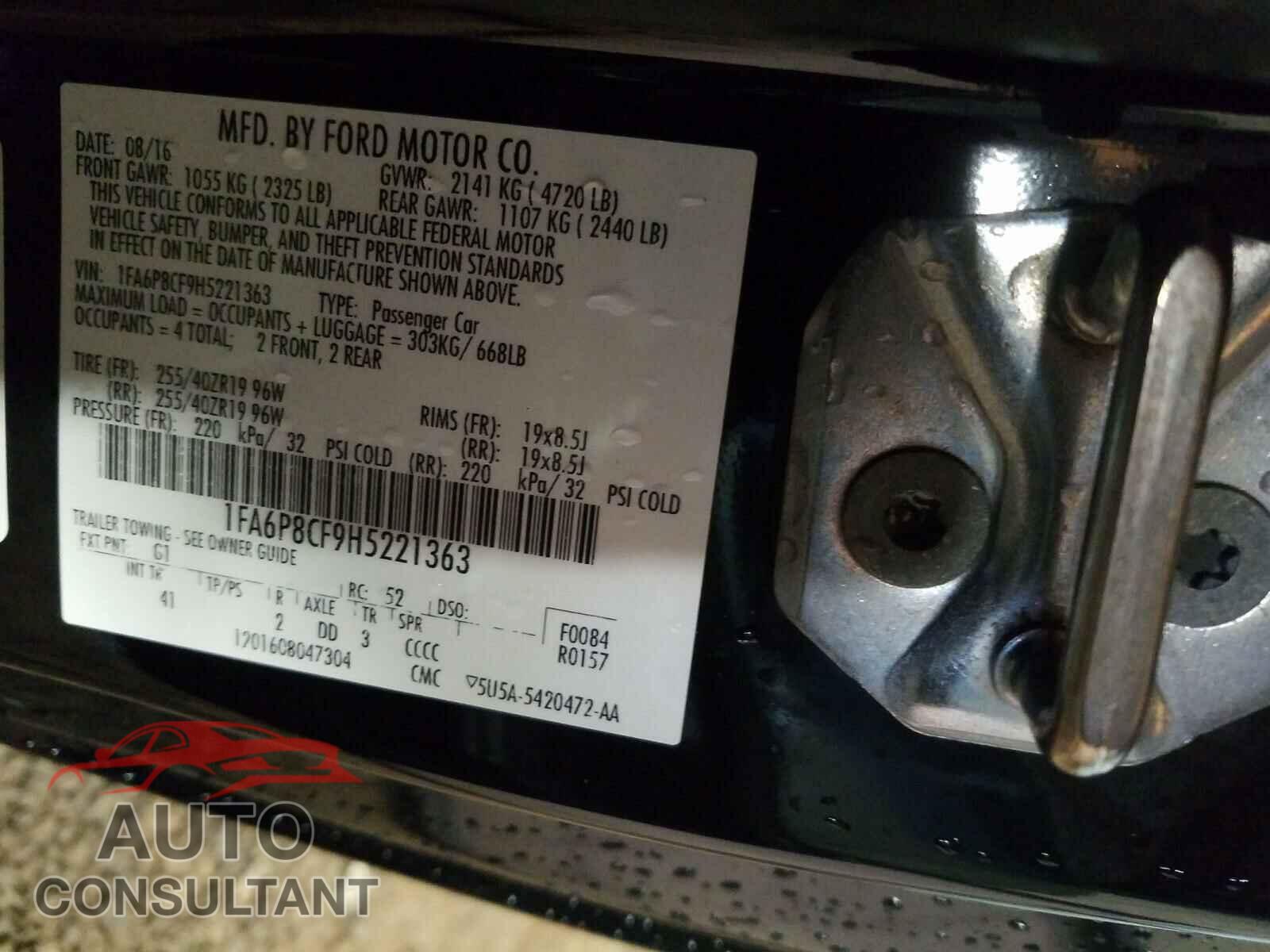 FORD MUSTANG 2017 - 1FA6P8CF9H5221363