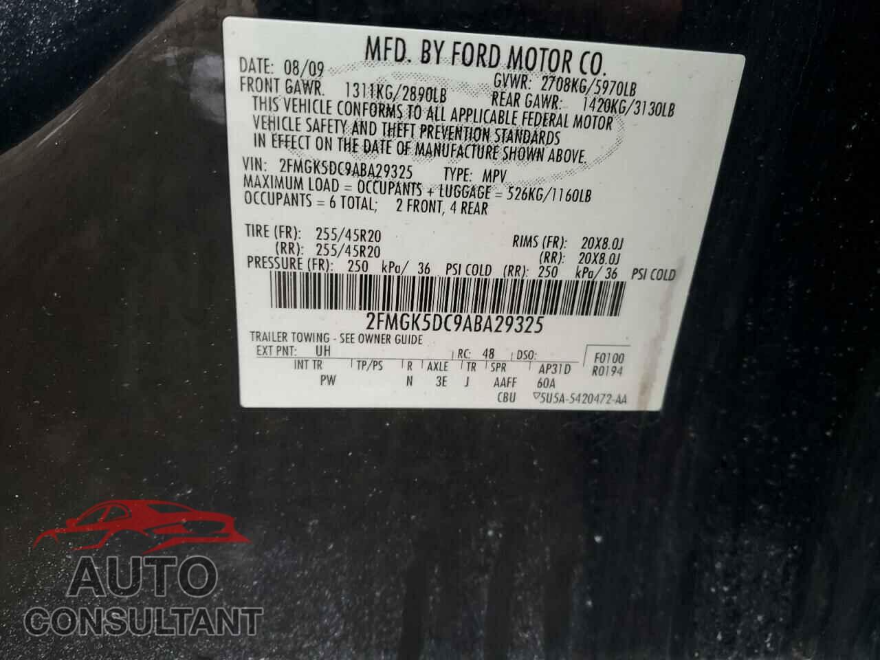 FORD FLEX 2010 - 2FMGK5DC9ABA29325