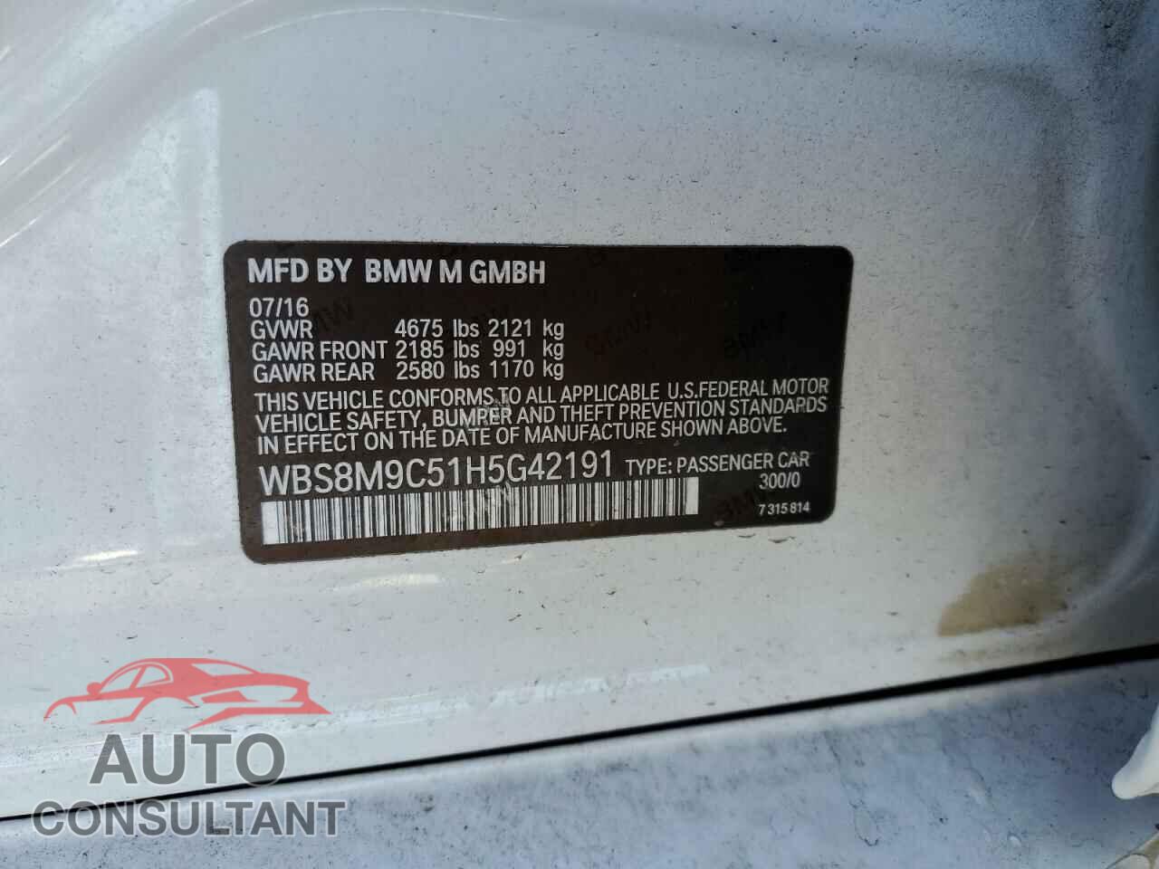 BMW M3 2017 - WBS8M9C51H5G42191
